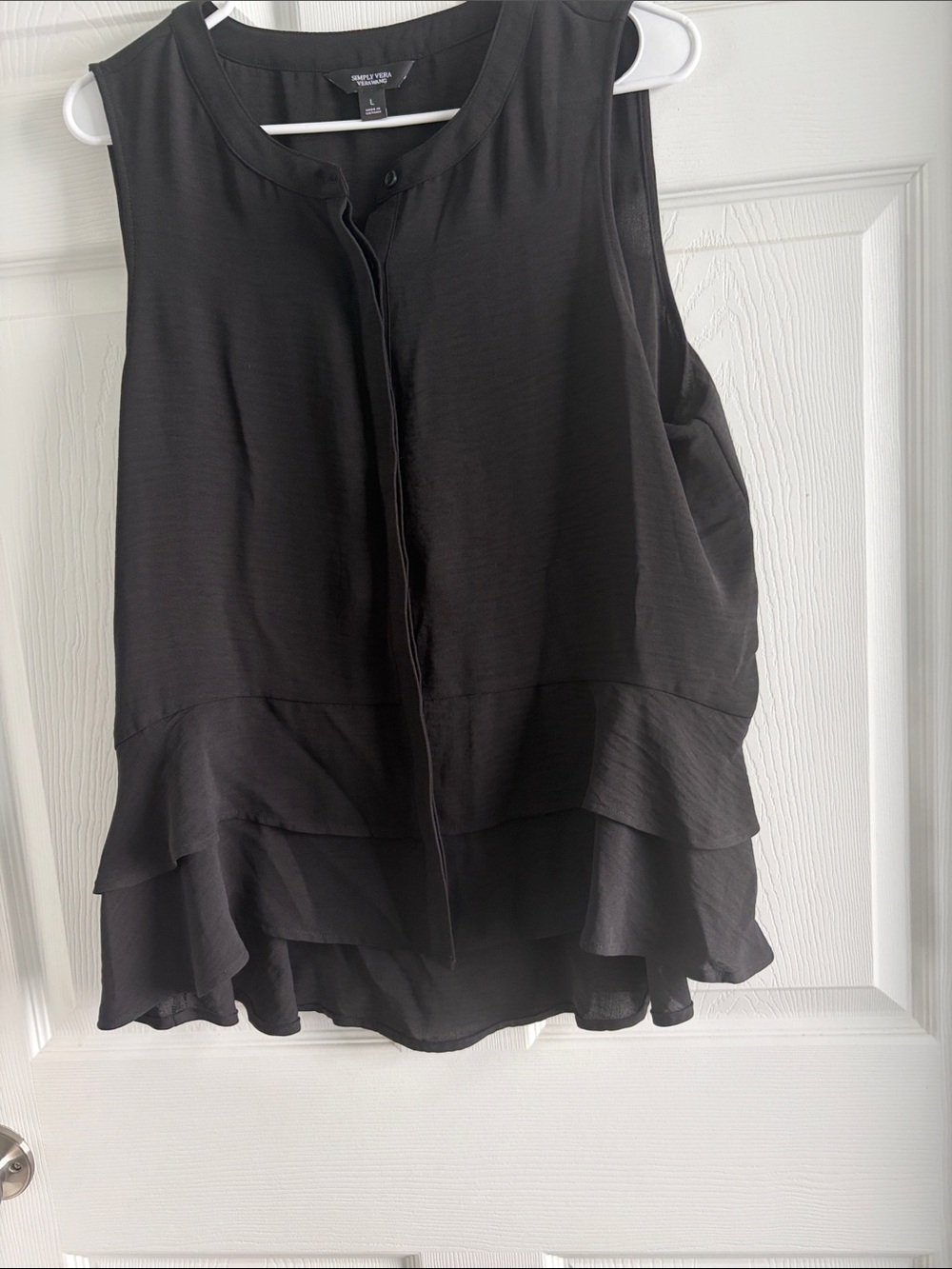 Vera Wang Black High-Low Tiered Ruffle Skirt